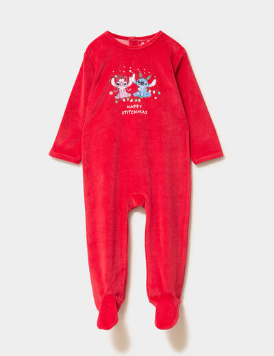 Dors-bien No&euml;l effet velours Stitch rouge b&eacute;b&eacute;