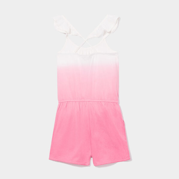 combishort bretelles volantees coton rose fille Combishort bretelles volantées coton rose fille