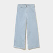 Pantalon flare cropped taille haute blanc femme