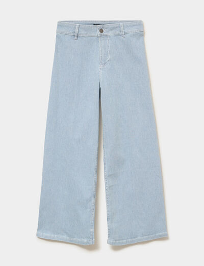 Pantalon flare cropped taille haute blanc femme