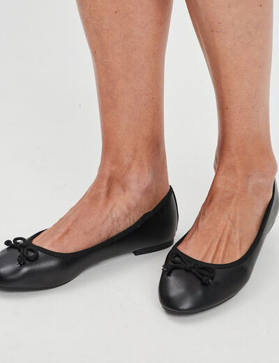 Ballerines plates avec noeuds noir femme