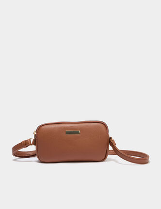 Sac bandouli&egrave;re 2 compartiments camel femme