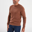 Pull en maille textur&eacute;e col rond marron homme