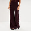 Pantalon large &agrave; paillettes prune femme