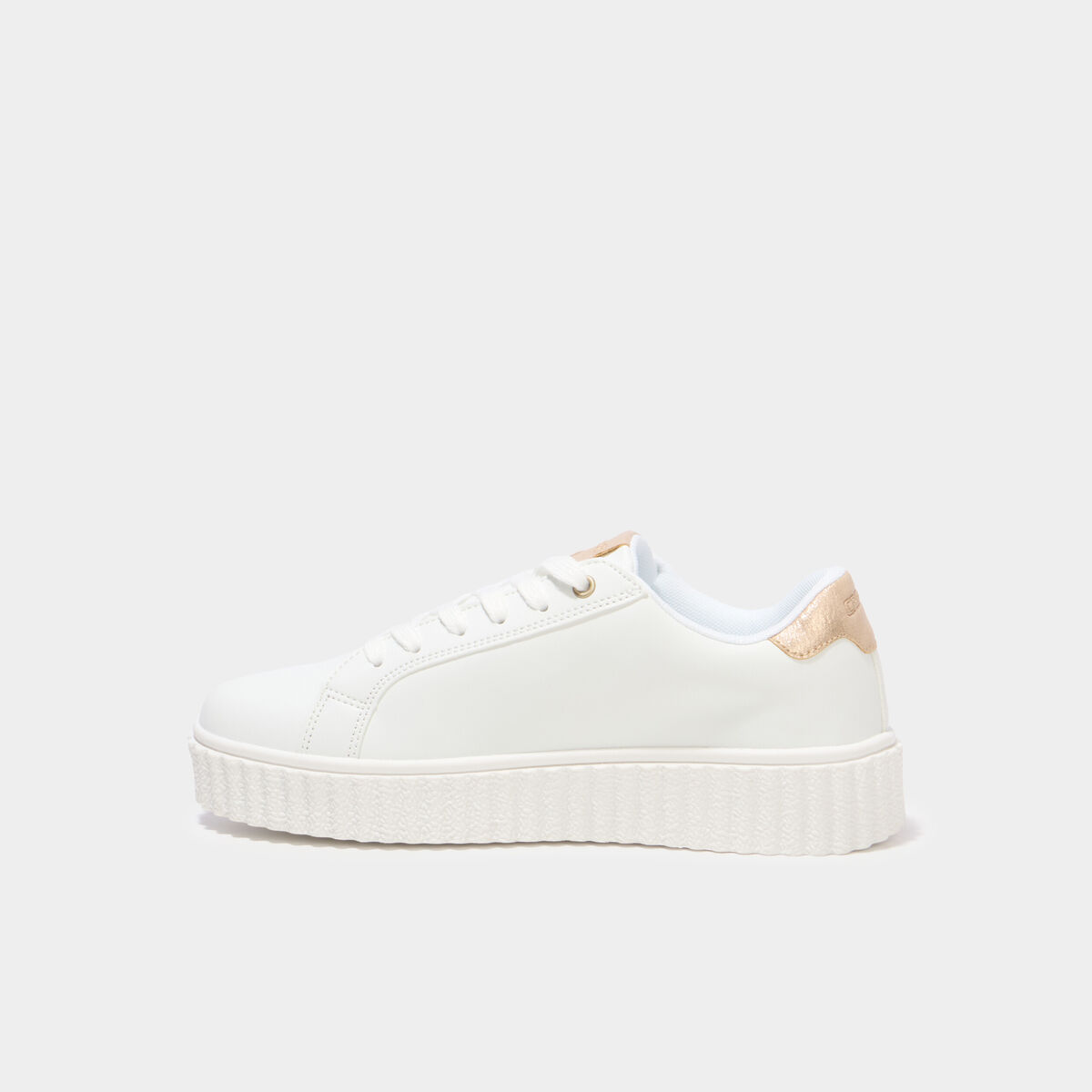 Tennis basses &agrave; lacets semelles &eacute;paisse blanc femme
