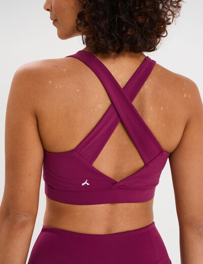Brassi&egrave;re de sport ajust&eacute;e dos nageur violet fonc&eacute; femme
