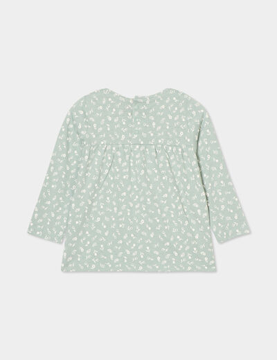 T-shirt manches longues col rond coton vert pastel bébé fille