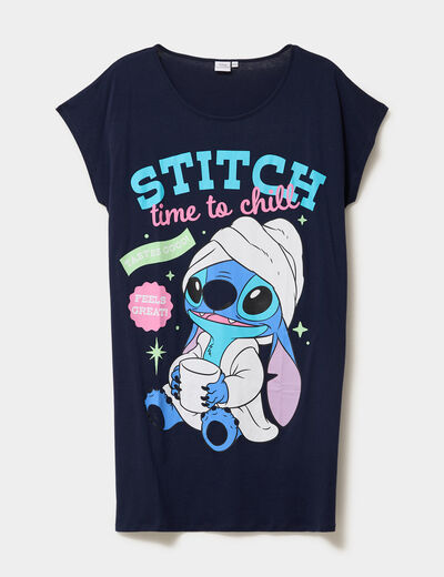 Chemise de nuit coton Stitch bleu marine femme grande taille