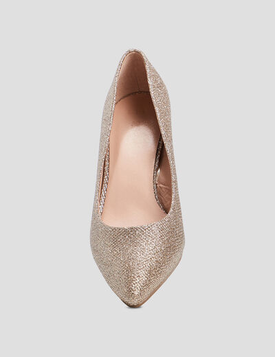 Escarpins &agrave; talons paillet&eacute;s couleur or femme