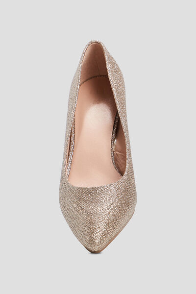 Escarpins &agrave; talons paillet&eacute;s couleur or femme