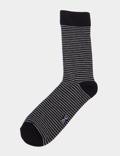 Lot 5 paires chaussettes m&eacute;lange coton noir homme