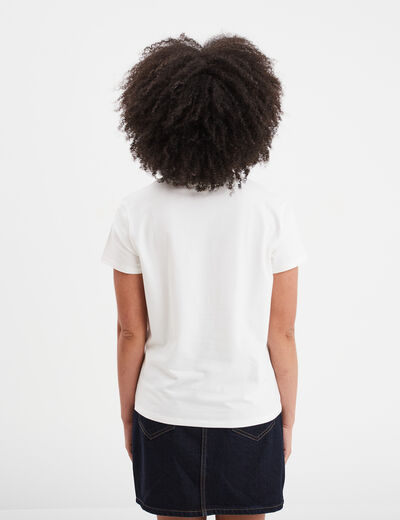 T-shirt col rond détail crochet Creeks blanc femme