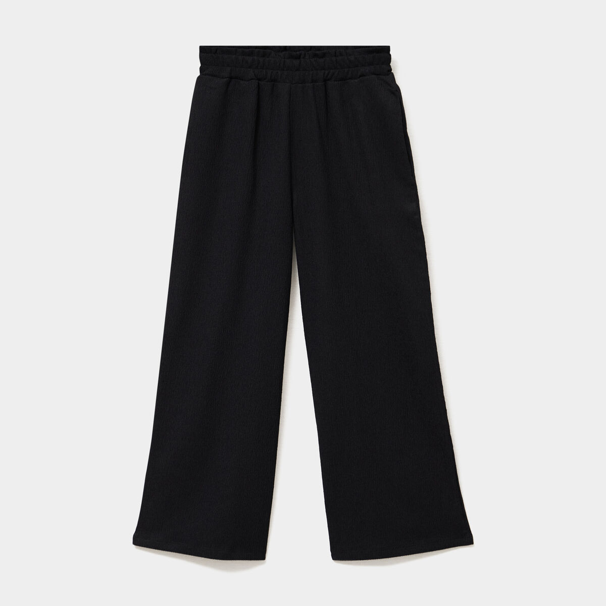 Pantalon droit taille &eacute;lastiqu&eacute;e noir fille