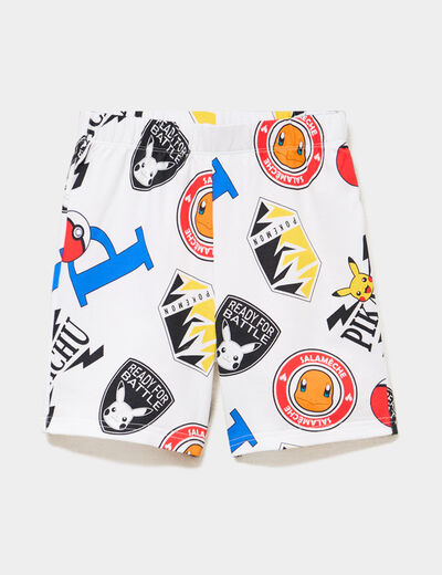 Short droit coton Pok&eacute;mon blanc gar&ccedil;on