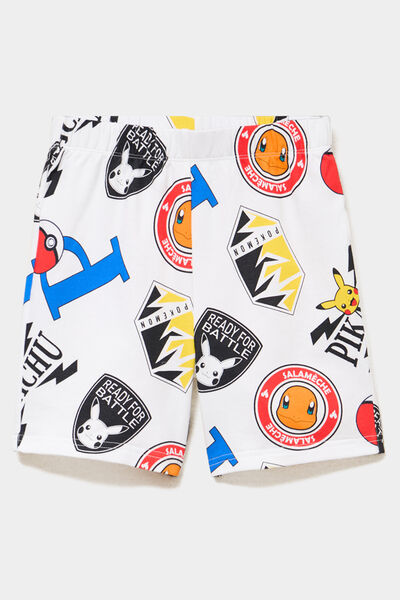 Short droit coton Pok&eacute;mon blanc gar&ccedil;on