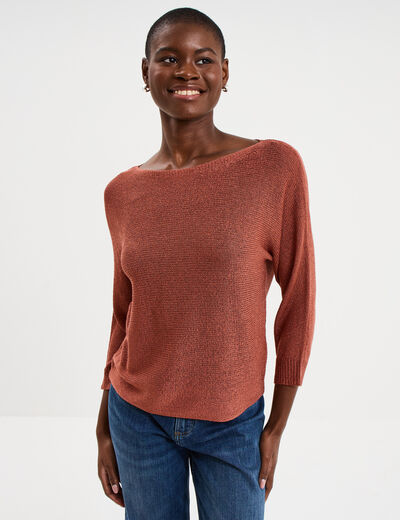 Pull manches longues vieux rose femme