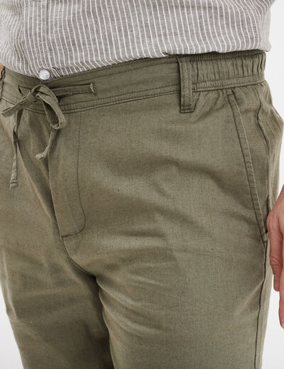 Bermuda chino à coulisse vert kaki homme