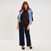 Gilet boutonn&eacute; manches courtes col rond marron fonc&eacute; femme