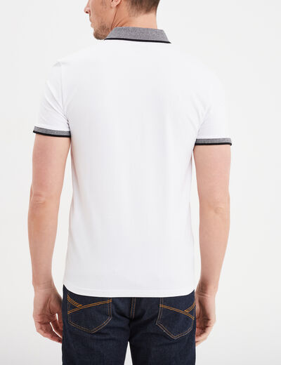 Polo coton ajusté manches courtes blanc homme