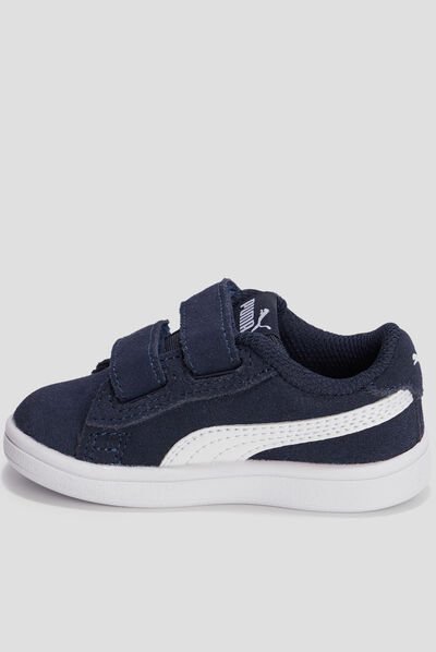 Tennis à scratchs Smash V2 Puma bleu marine bébé garçon