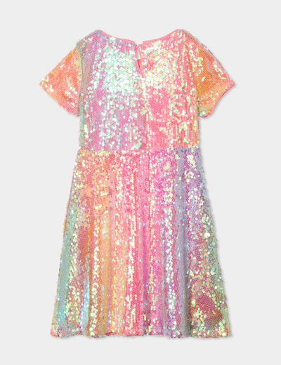Robe à sequins manches courtes multicolore fille