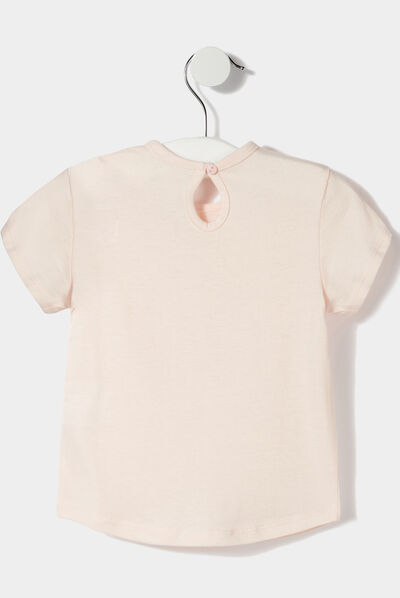 T-shirt manches courtes rose clair bébé fille
