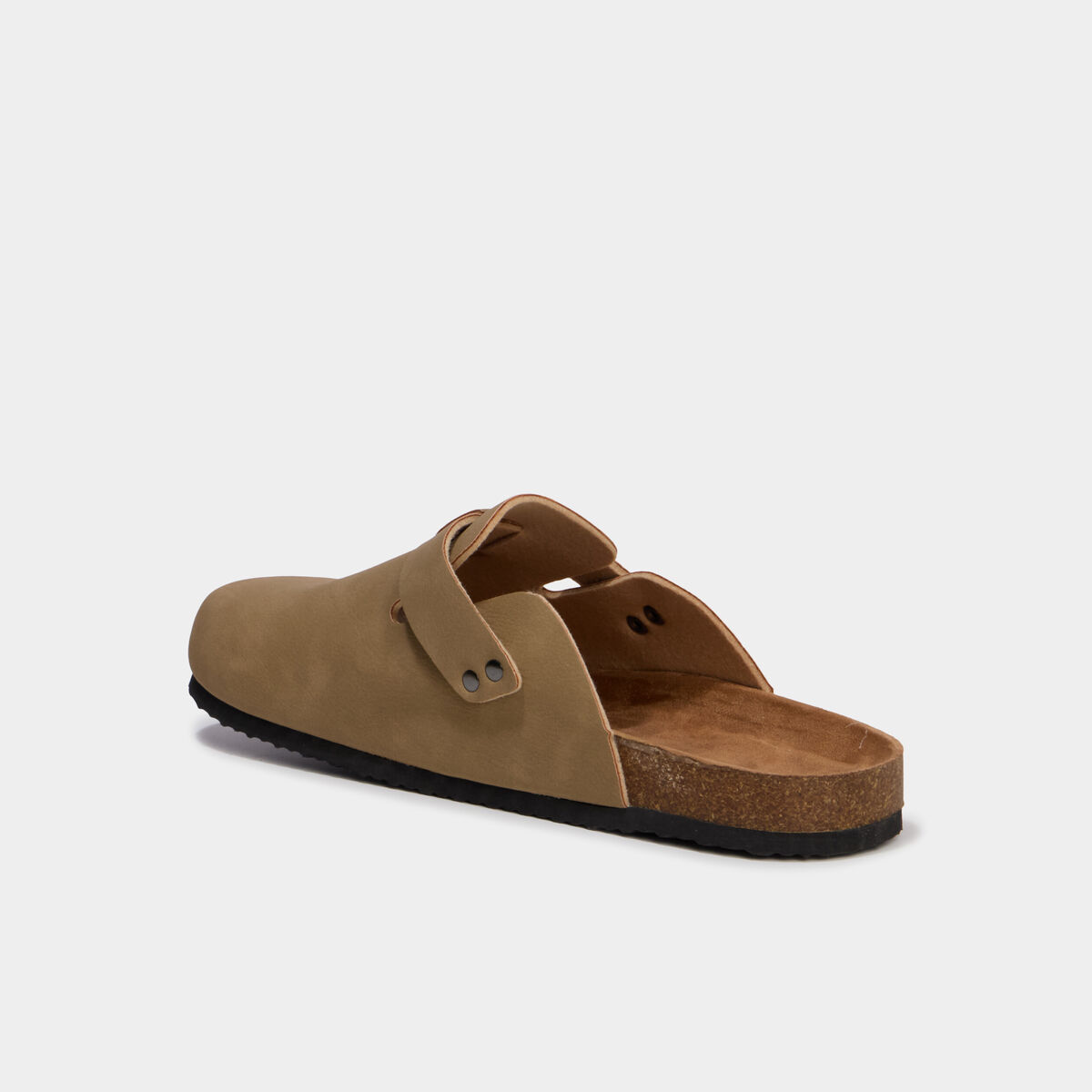 Mules plates marron cognac homme