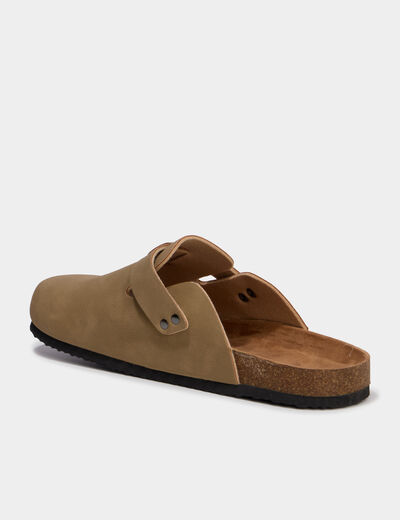 Mules plates marron cognac homme