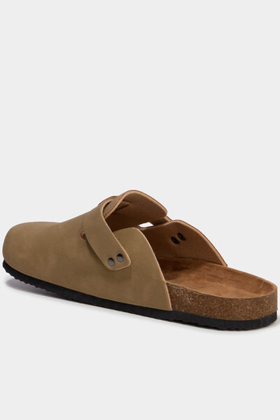 Mules plates marron cognac homme