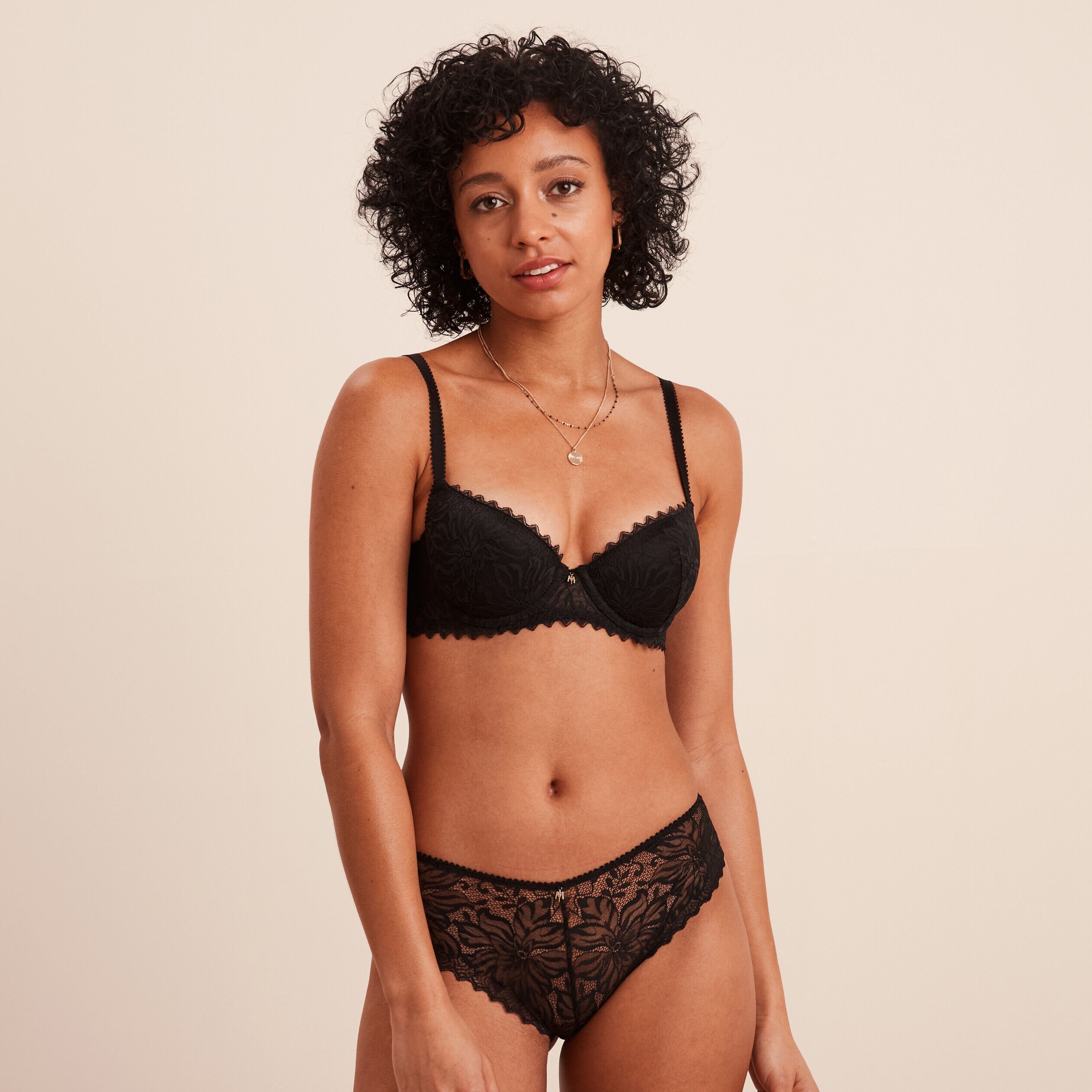 Shorty en dentelle noir femme La Halle