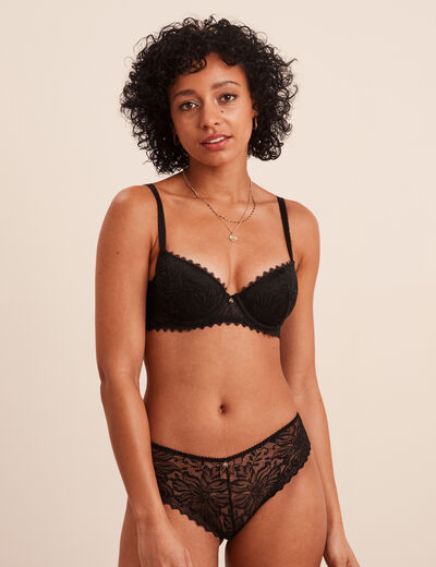 Soutien-gorge corbeille paddé dentelle noir femme