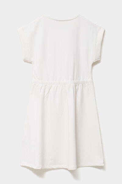 Robe &agrave; sequins manches courtes ivoire fille