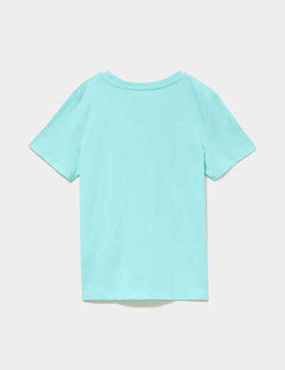 Ensemble pyjama short et t-shirt coton bleu turquoise gar&ccedil;on