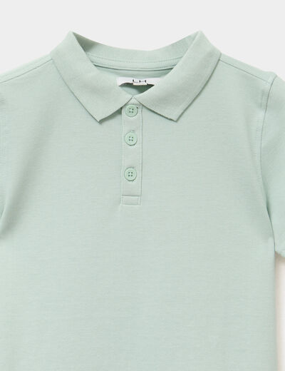 Polo manches courtes à détail brodé vert pastel garçon