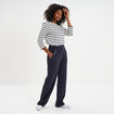 T-shirt manches 3/4 avec boutons coton ecru femme
