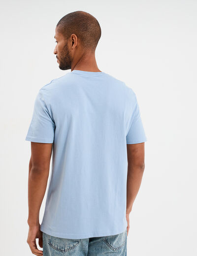 T-shirt col rond manches courtes coton bleu ciel homme