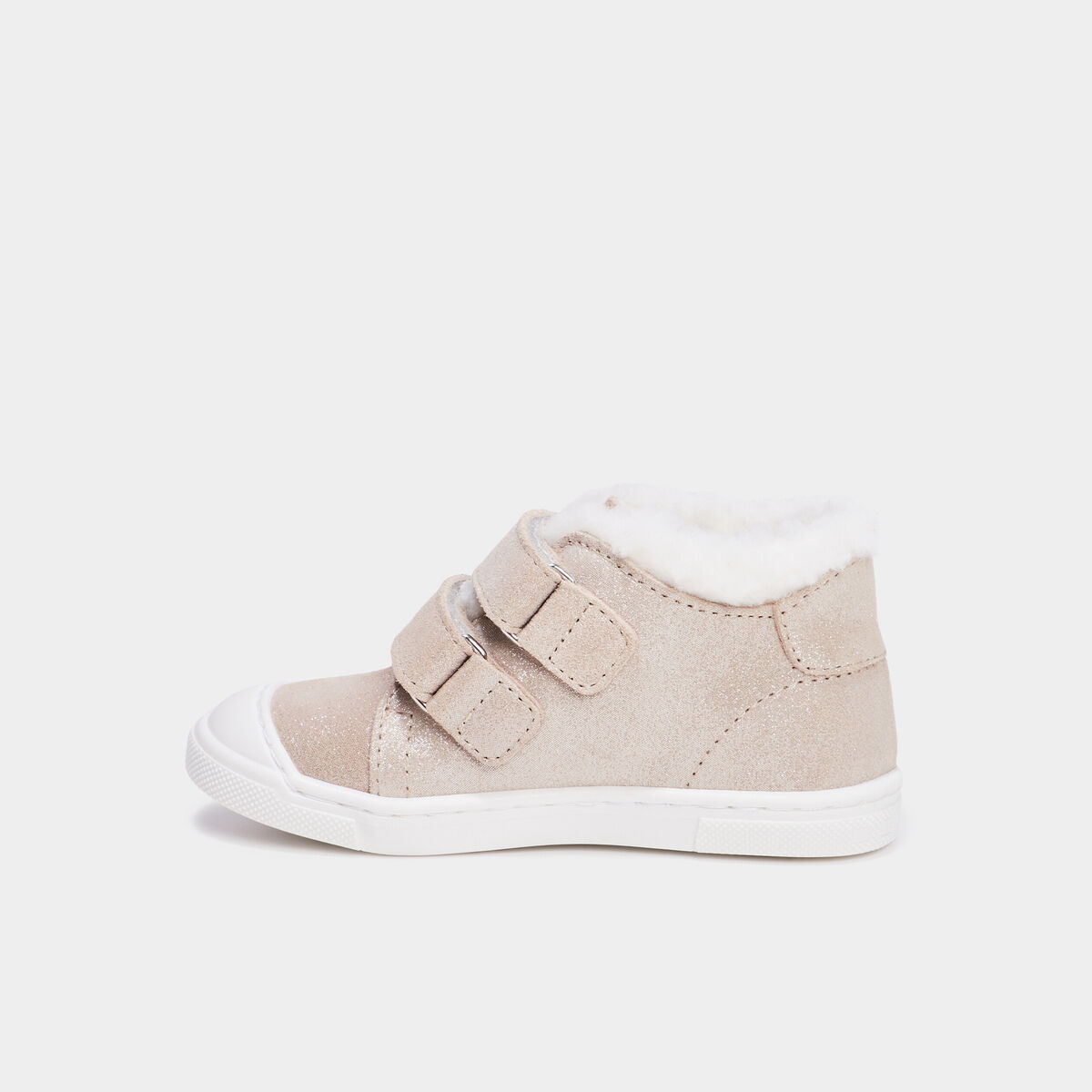 Baskets montantes &agrave; scratchs en cuir sable b&eacute;b&eacute; fille