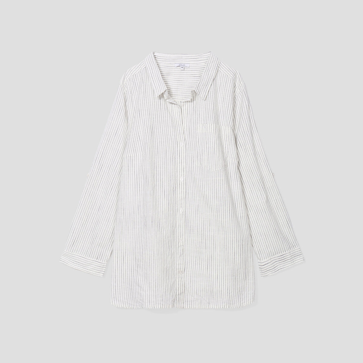 Chemise manches retroussables longues ecru femme grande taille