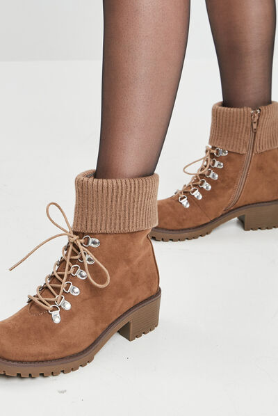 Bottines à lacets sable femme