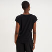 T-shirt col rond manches courtes noir femme