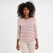T-shirt manches 3/4 avec boutons coton ecru femme