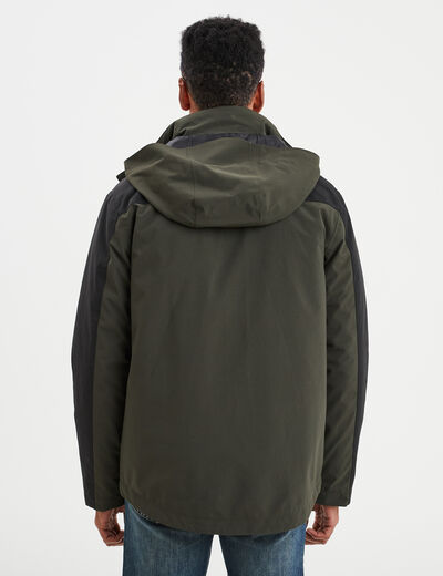 Veste à capuche effet 3-en-1 Trappeur vert kaki homme