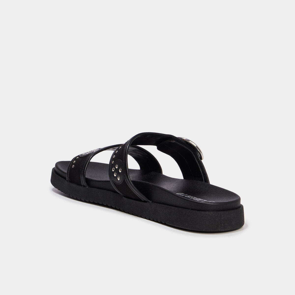 Mules avec brides &agrave; clous noir femme