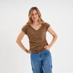 T-shirt col v poche poitrine Creeks taupe femme