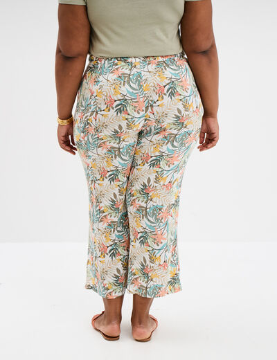 Pantalon large fluide taille haute blanc femme grande taille