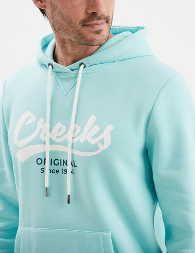 Sweat à capuche hoodie Creeks bleu turquoise homme
