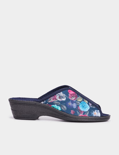 Chaussons mules compensés multicolore femme