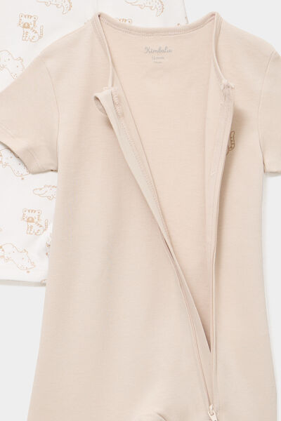 Lot 2 combishorts manches courtes coton taupe b&eacute;b&eacute;