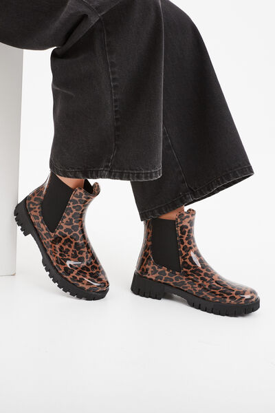 Bottes de pluie chelsea crant&eacute;es noir femme