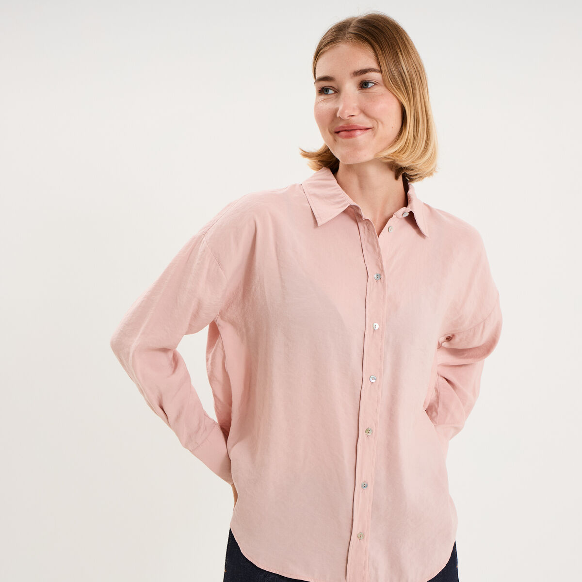 Chemise fluide manches longues oversize parme femme